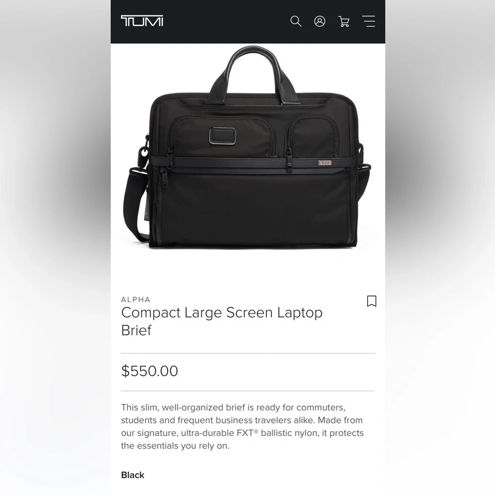 Tumi Alpha 3 Large Screen Laptop Brief